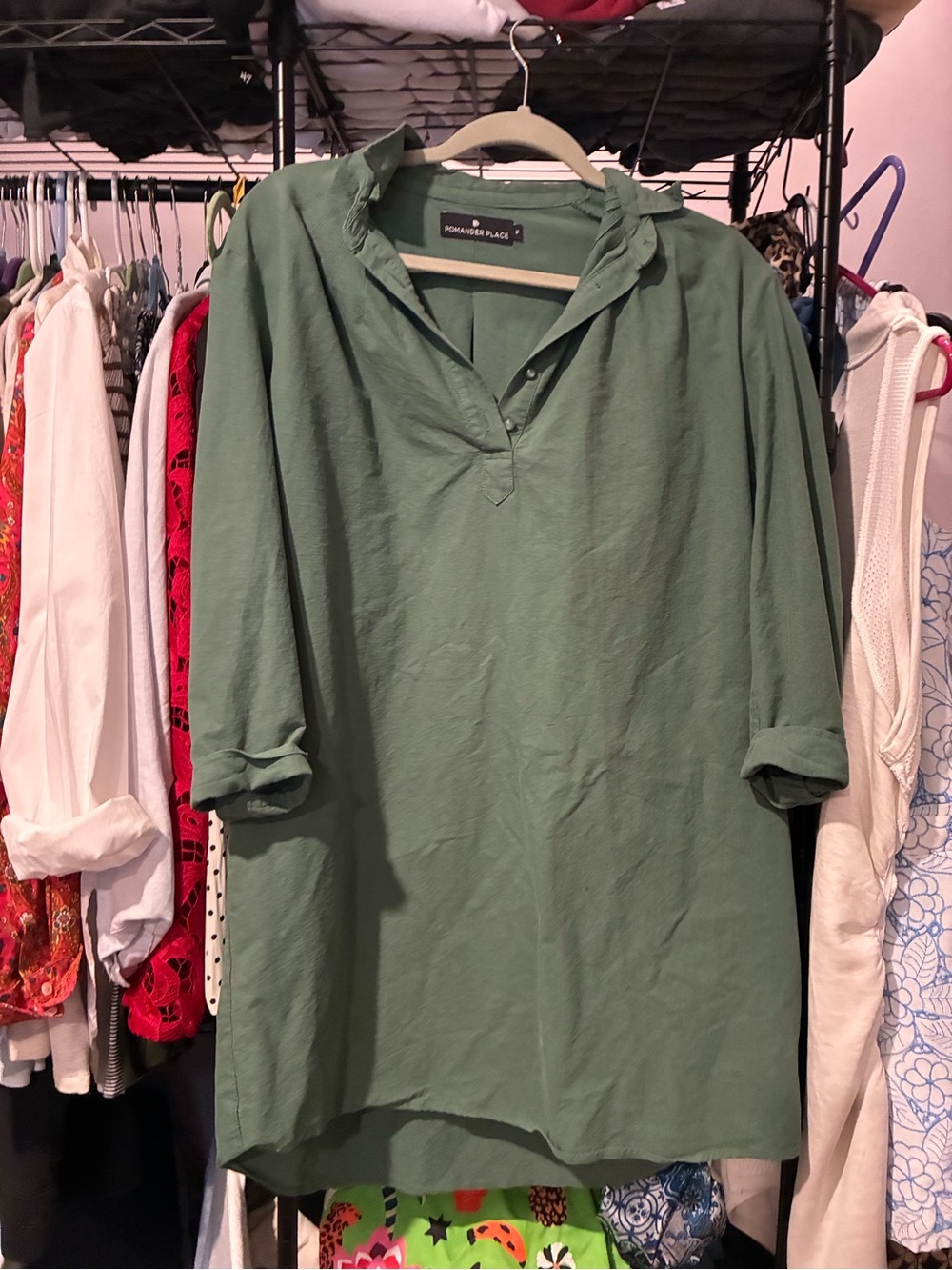 Tuckernuck pomander place Place Olive Green Casual Button-Down dress